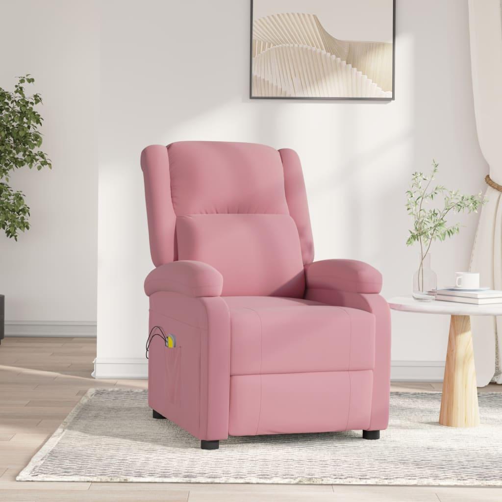 vidaXL eldrevet massagestol fløjl pink
