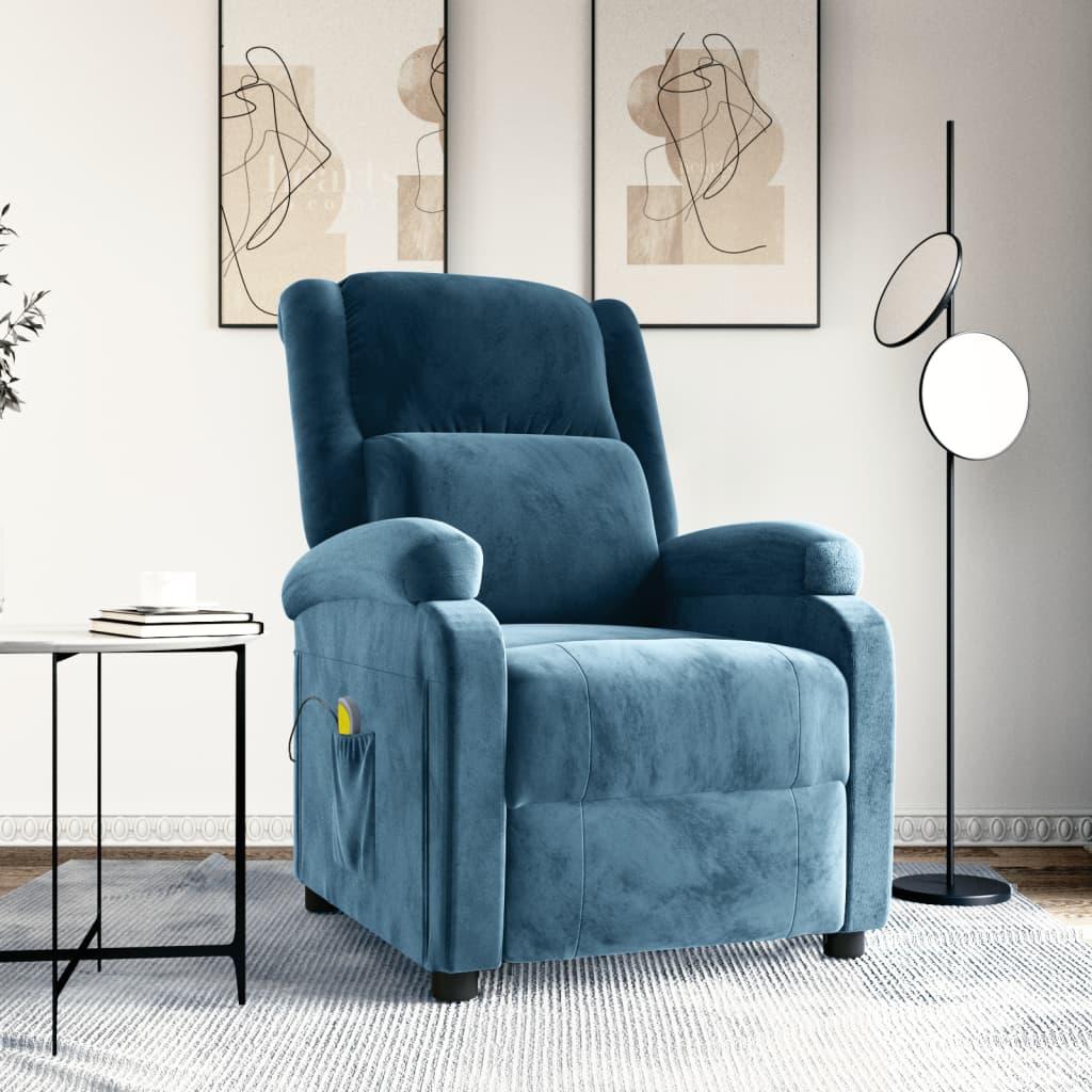 vidaXL massagestol velour blå
