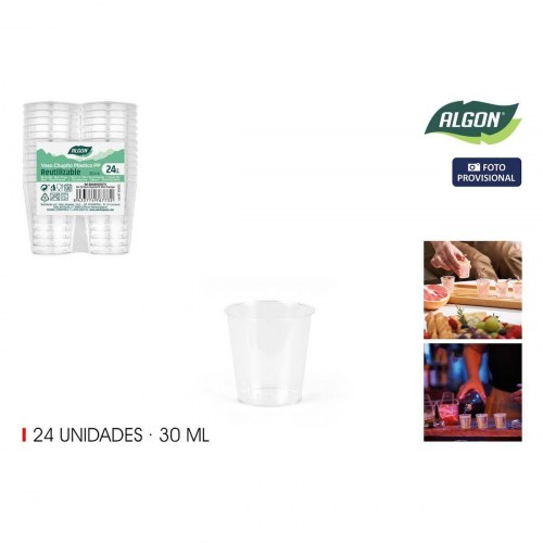 Algon shotglas 30 ml - 24 stk. gennemsigtige, genanvendelige