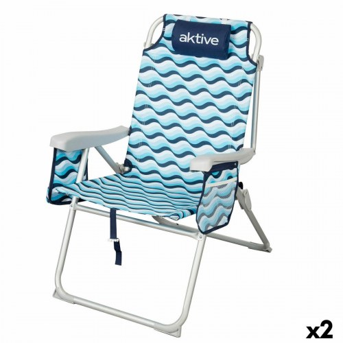 Aktive strandstol - vandafvisende, justerbar, 48 × 95 × 78 cm (sæt á 2)