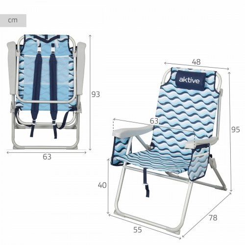 Aktive strandstol - vandafvisende, justerbar, 48 × 95 × 78 cm (sæt á 2)