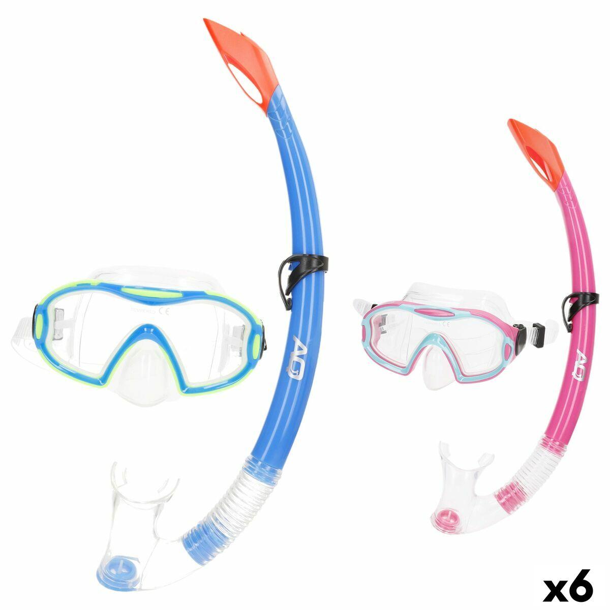 AquaSport snorkelsæt med maske - Blå/Pink (6 stk.)