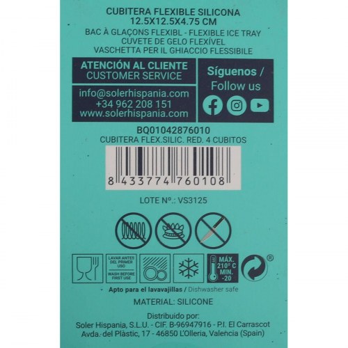 Quttin isterningeform i silikone - 12,5 × 12,5 × 4,75 cm (24 stk)