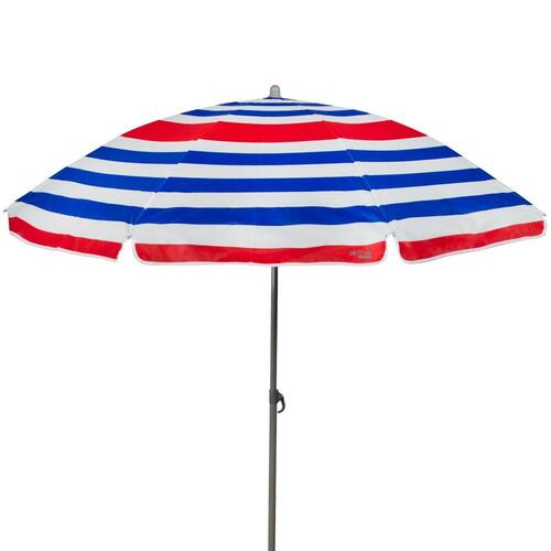Aktive parasol Ø160 cm - blå/rød striber, UV50 (12 stk)