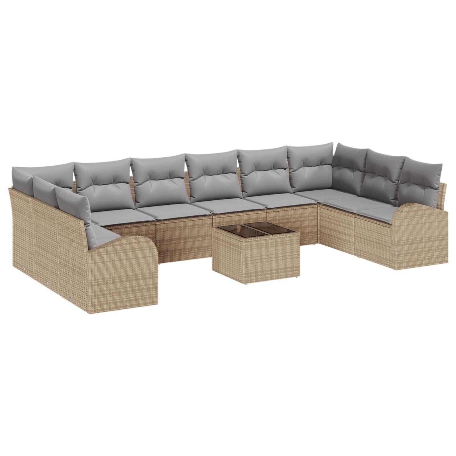 Havesofa Sæt med pude med opbevaring 11 stk Beige og lys grå