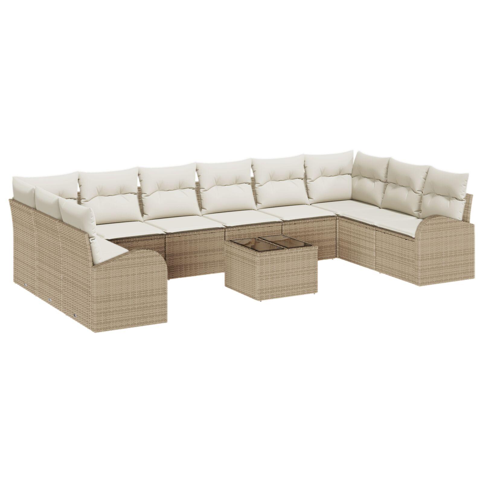 Havesofa Sæt med pude med opbevaring 11 stk Beige og creme