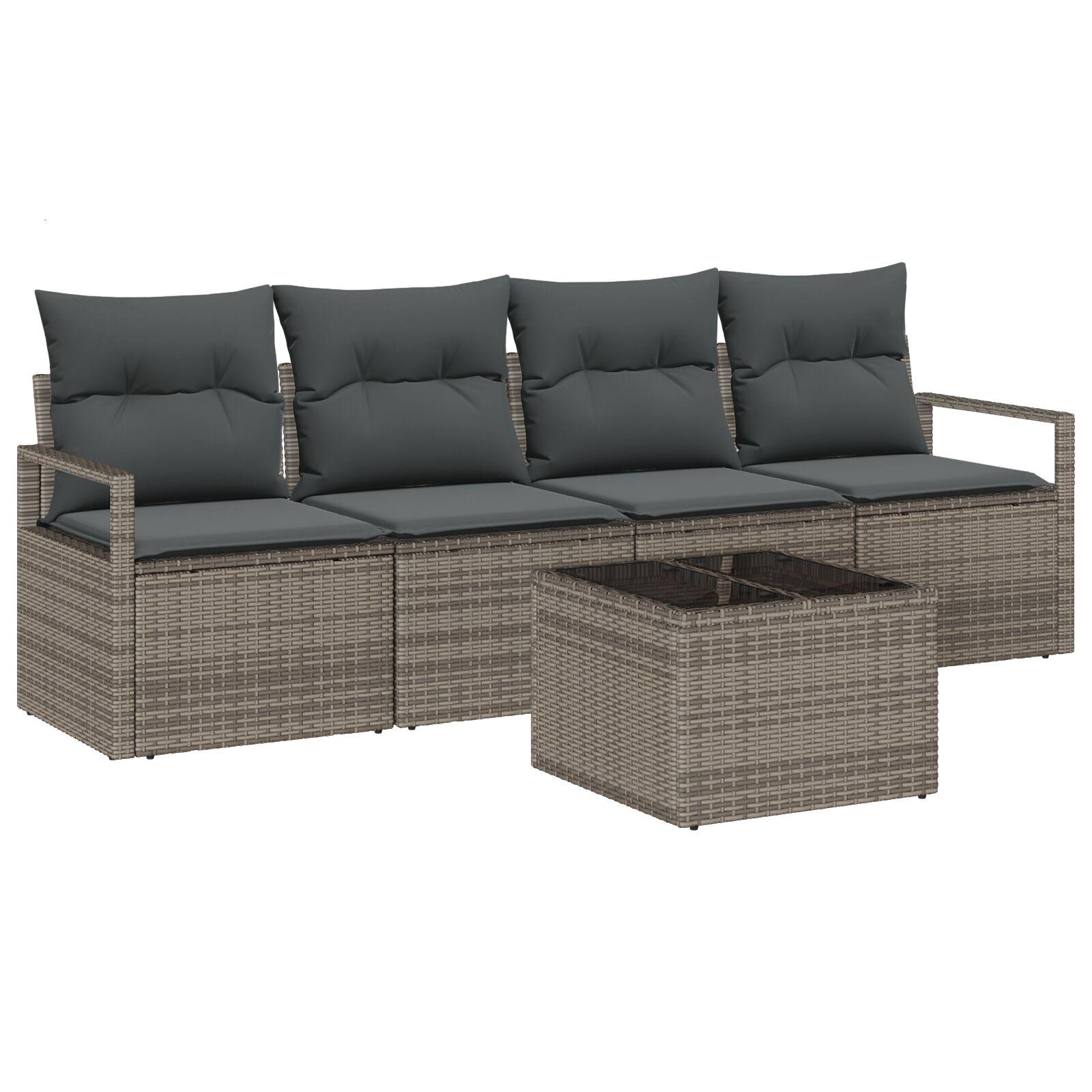 Havesofa Sæt med pude med opbevaring 5 stk Grå 55 x 55 x 37 cm