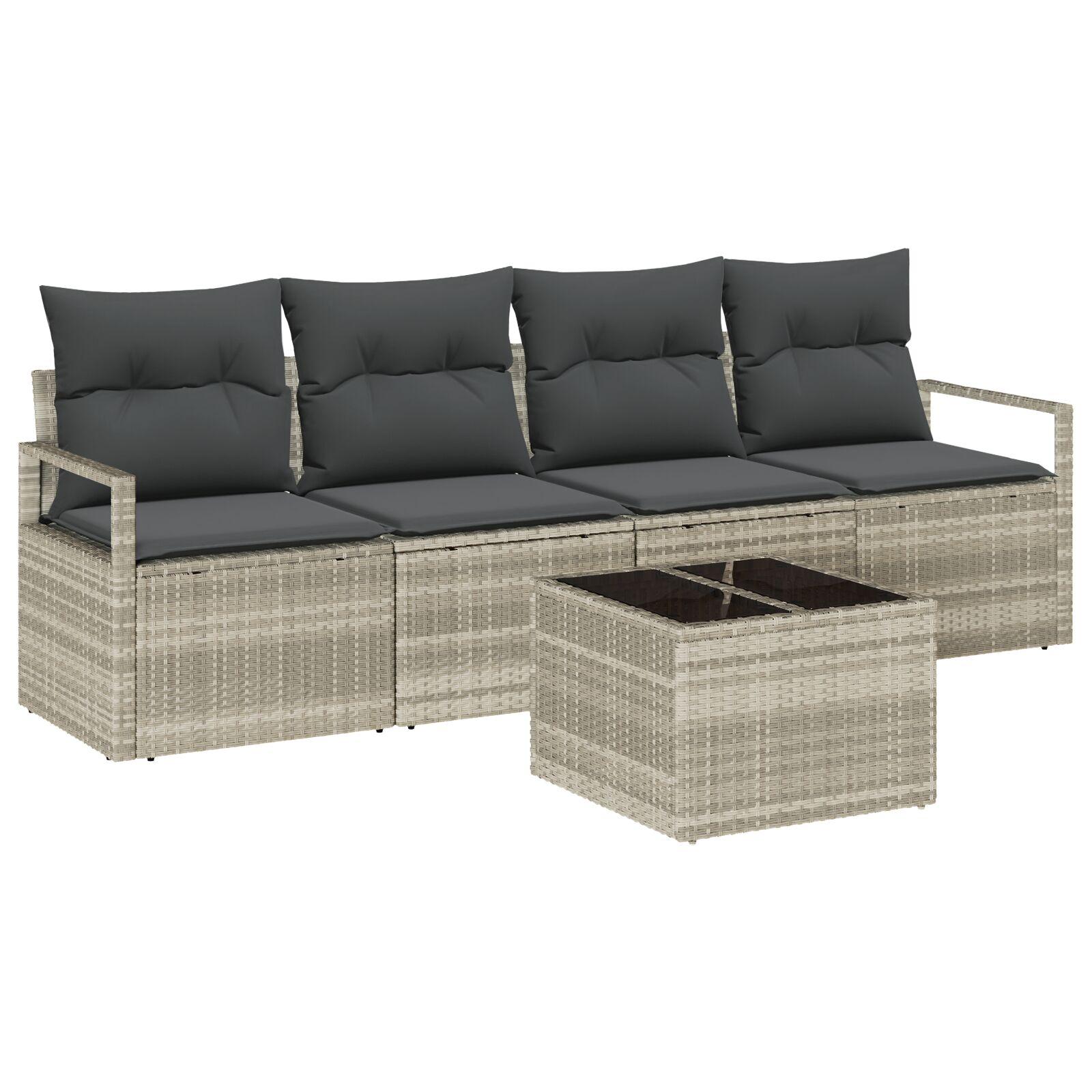 Havesofa Sæt med pude 5 stk Lysegrå og mørkegrå 55 x 55 x 37 cm
