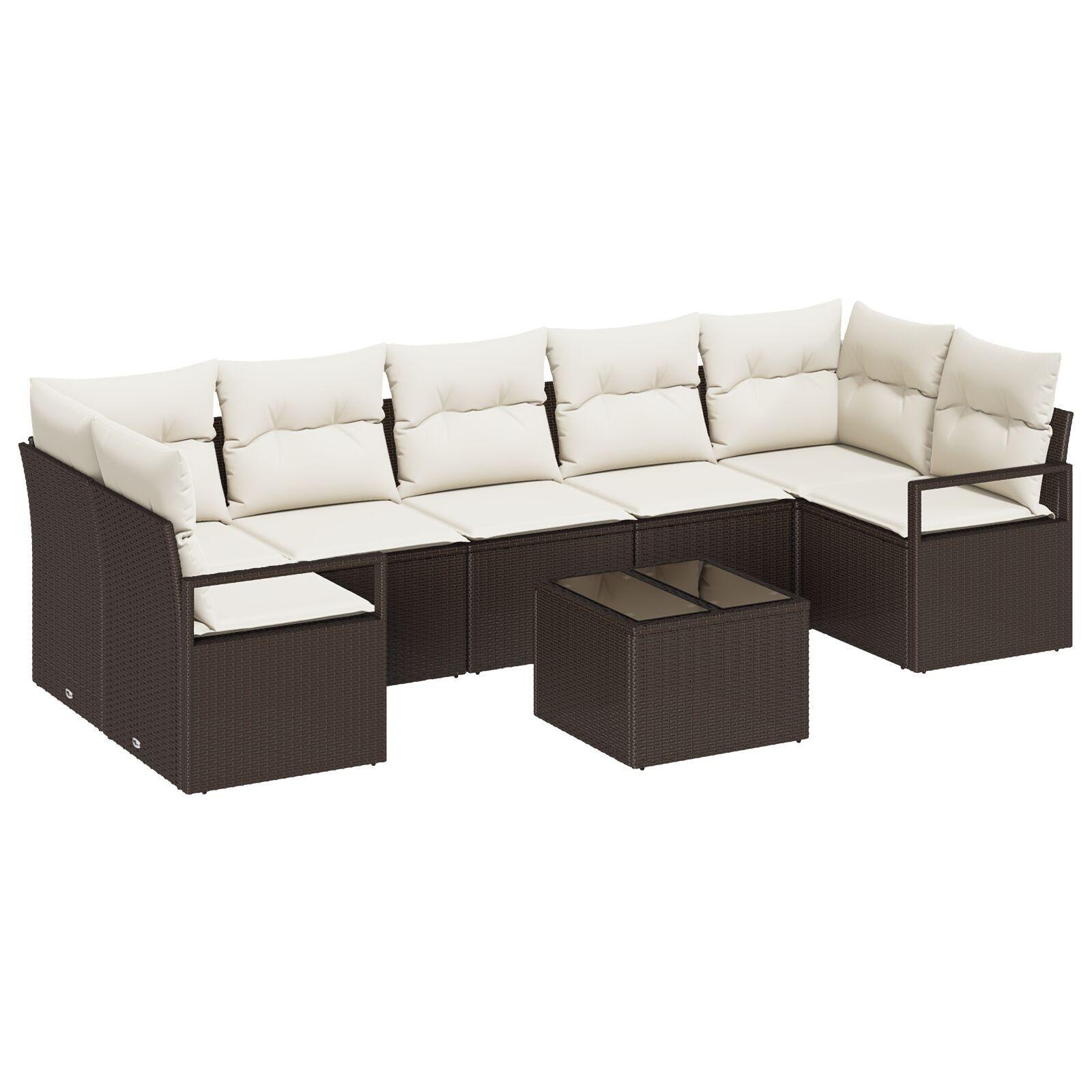 Havesofa Sæt med pude 8 stk Brun og Creme 55 x 55 x 37 cm