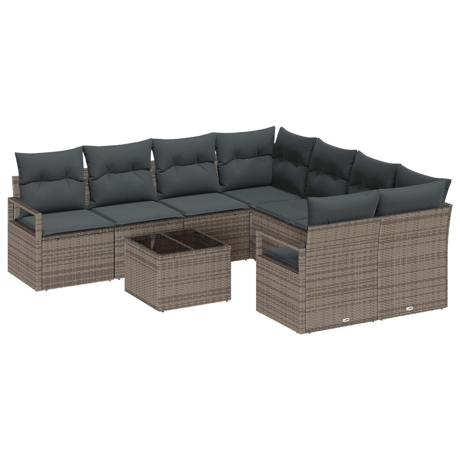 Havesofa Sæt med pude med opbevaring 9 stk Grå 55 x 55 x 37 cm