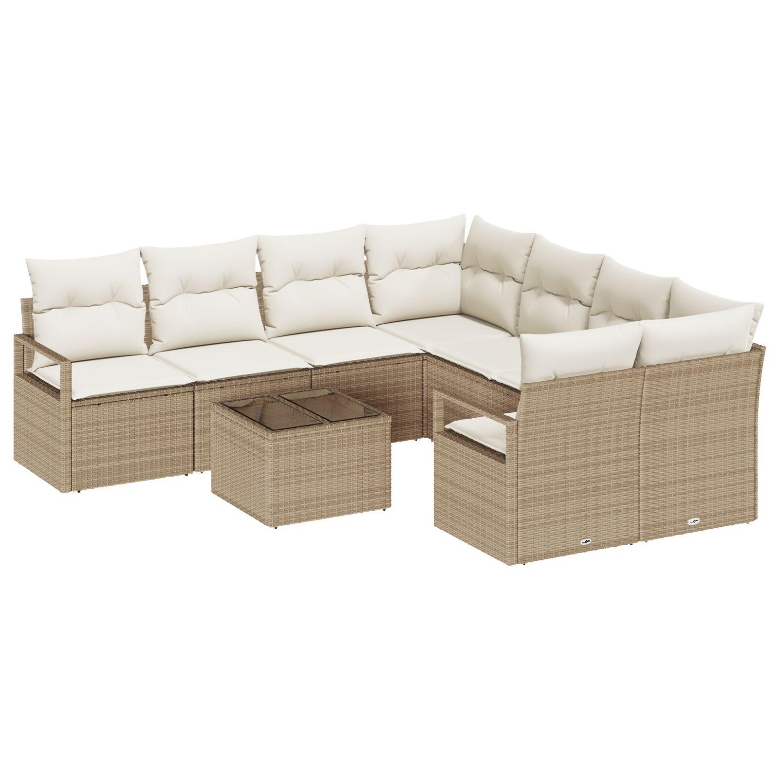 Havesofa Sæt med pude 9 stk Beige og creme 55 x 55 x 37 cm