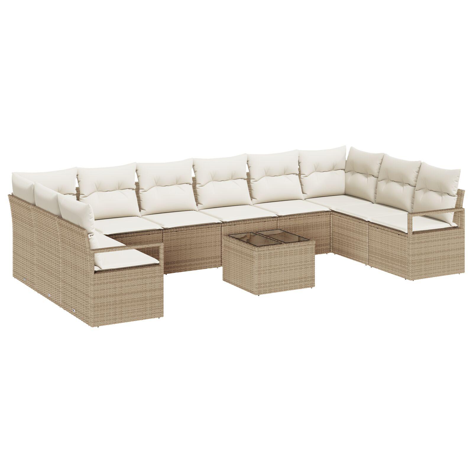 Havesofa Sæt med pude med opbevaring 11 stk Beige og creme
