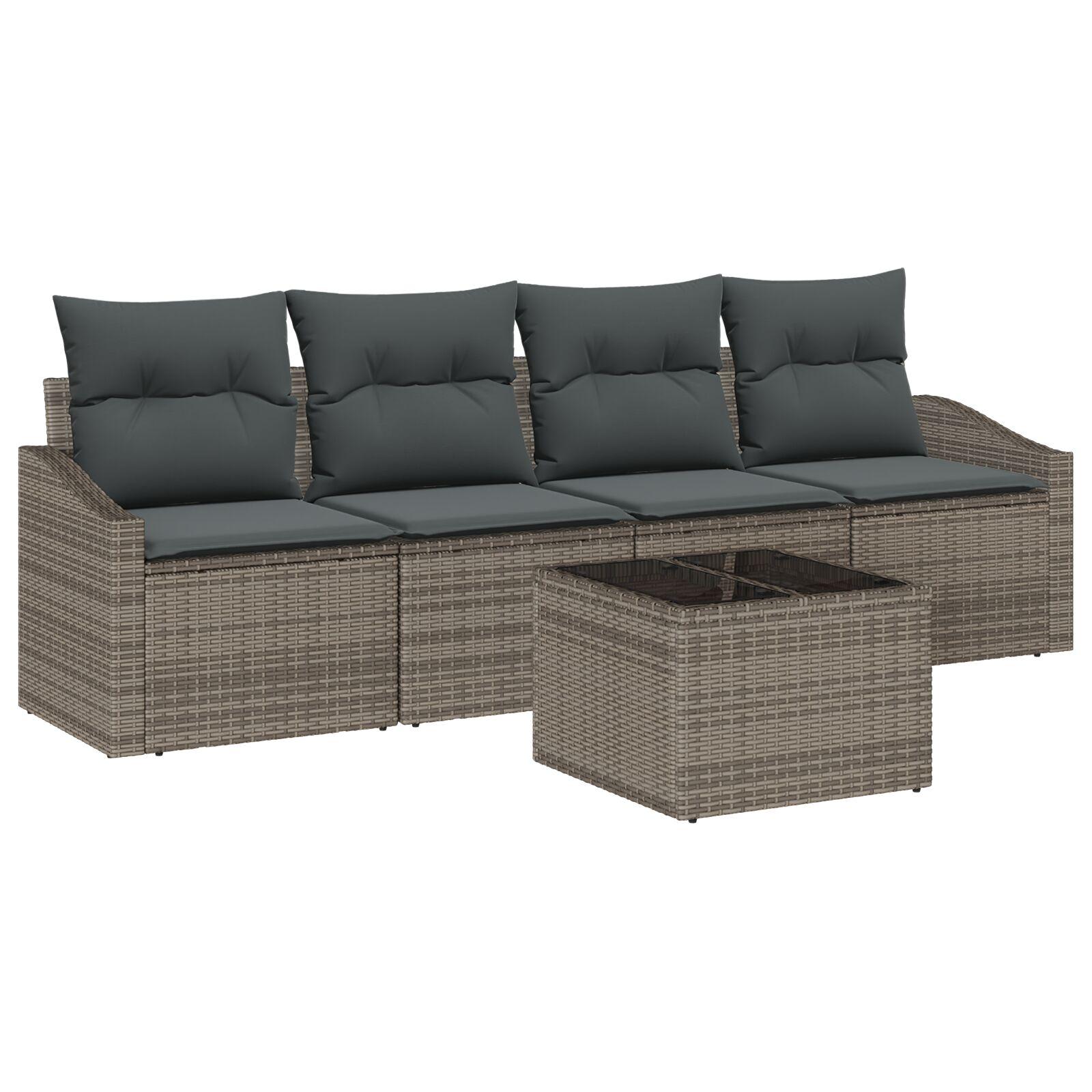 Havesofa Sæt med pude med opbevaring 5 stk Grå 55 x 55 x 37 cm