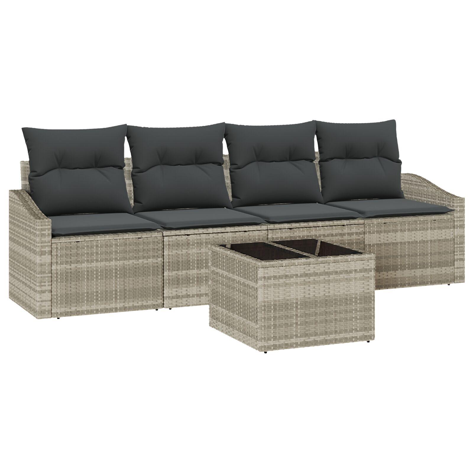 Havesofa Sæt med pude 5 stk Lysegrå og mørkegrå 55 x 55 x 37 cm