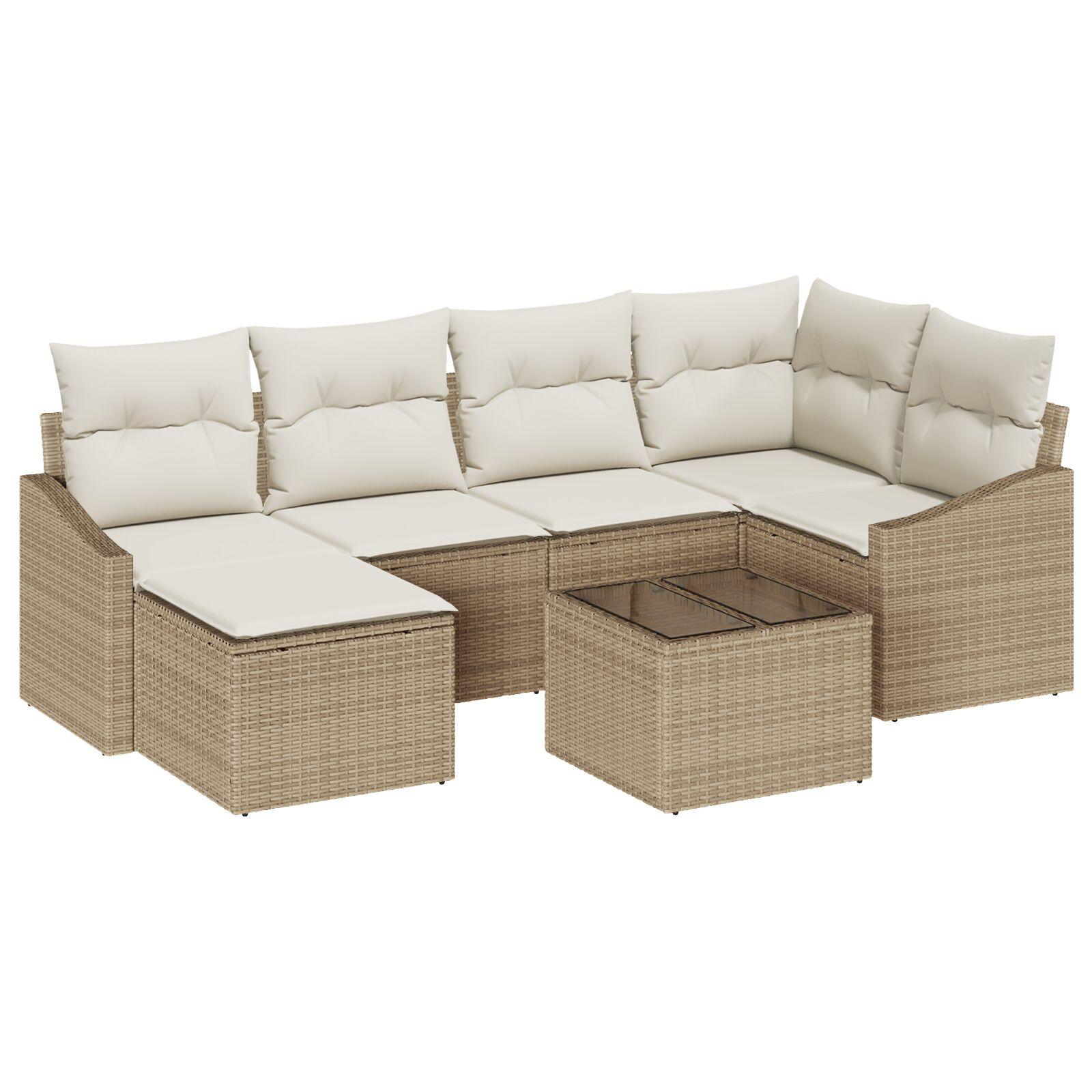 Have Spisebordssæt med pude med opbevaring 7 stk Beige og creme