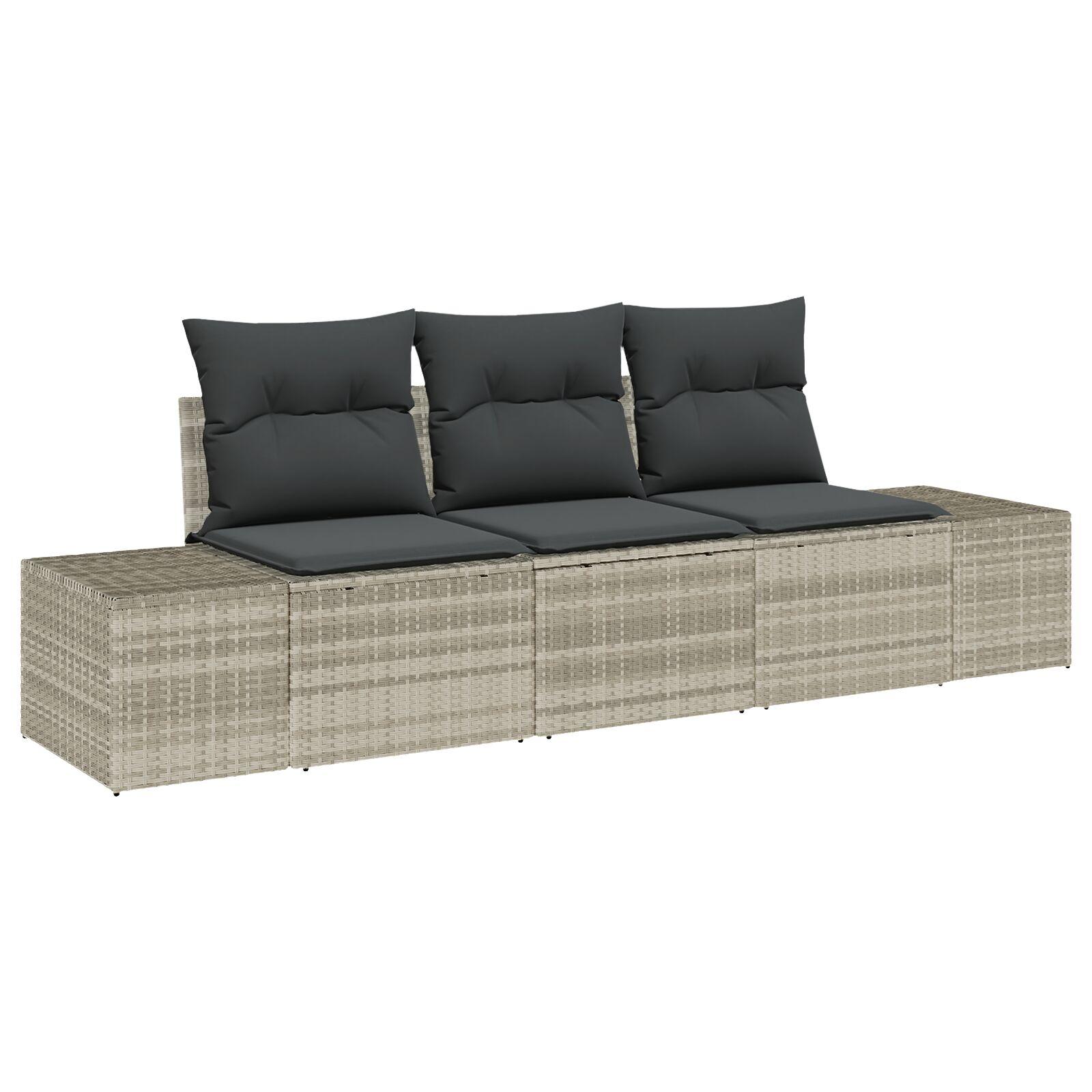 Havesofa sæt med opbevaring - 3 dele i lysegrå polyrattan