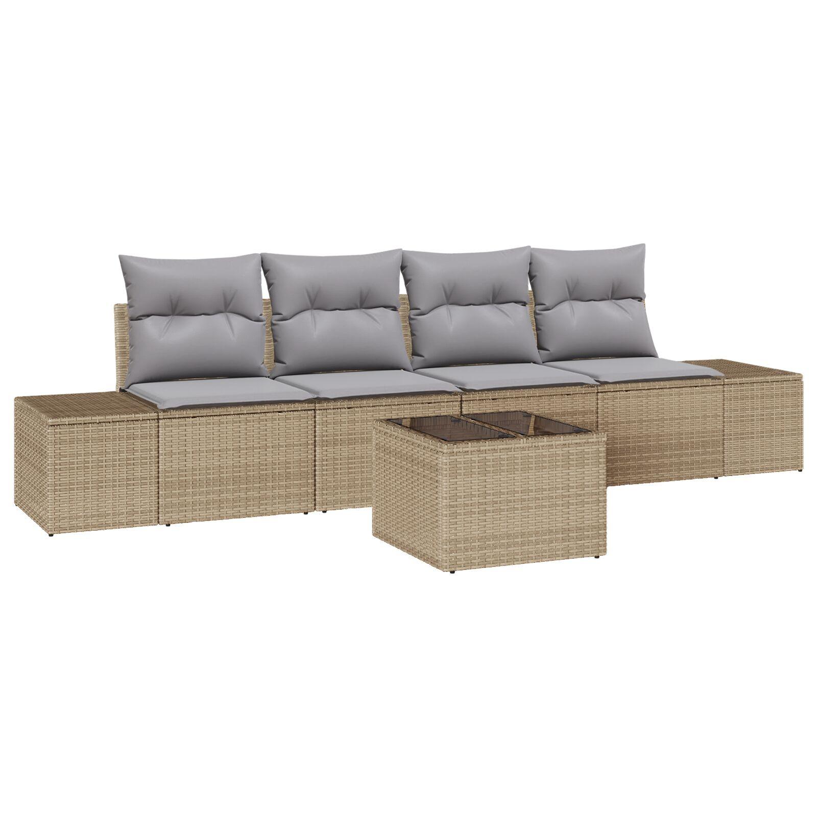 Havesofa Sæt med pude 5 stk Beige og grå 55 x 55 x 37 cm