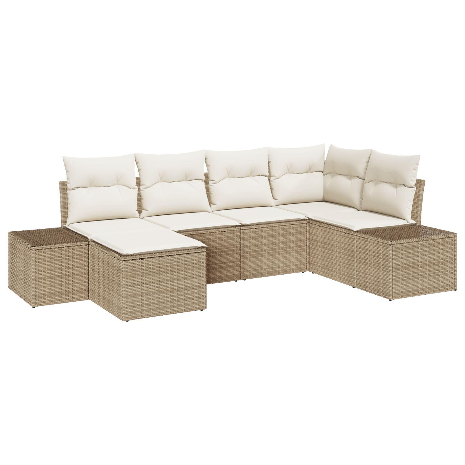 Havesofa Sæt 6 stk beige og cremefarvet 264 x 154 x 85 cm
