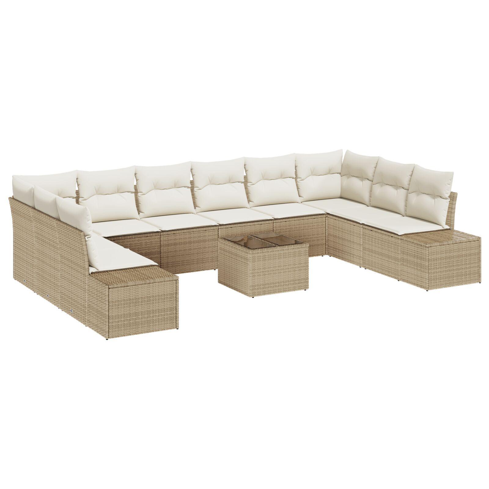 Havesofa Sæt 11 stk beige og cremefarvet 344 x 209 x 85 cm