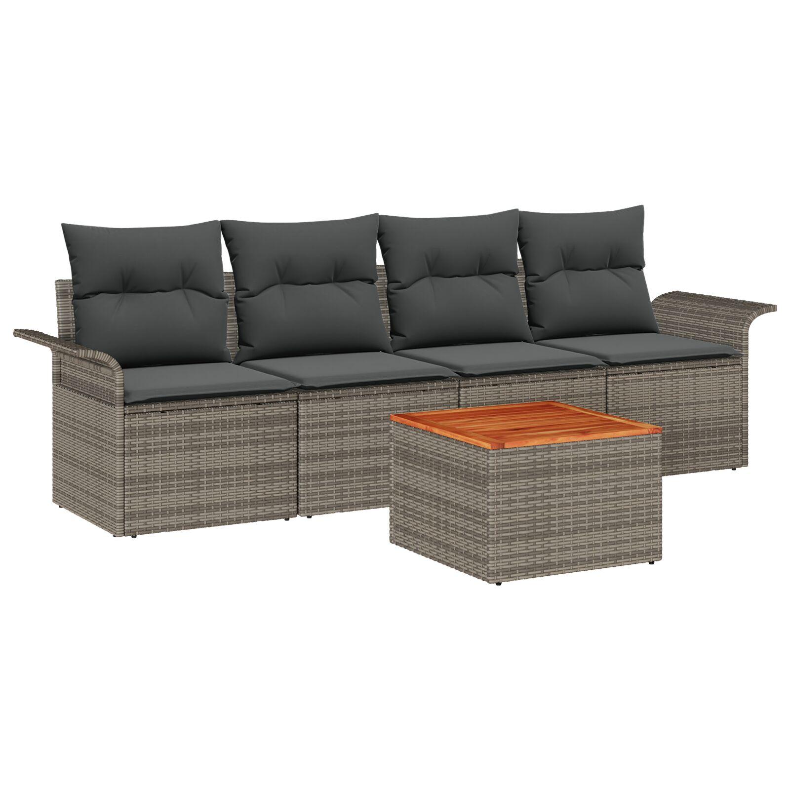 Havesofa Sæt med pude med opbevaring 5 stk Grå 55 x 55 x 37 cm