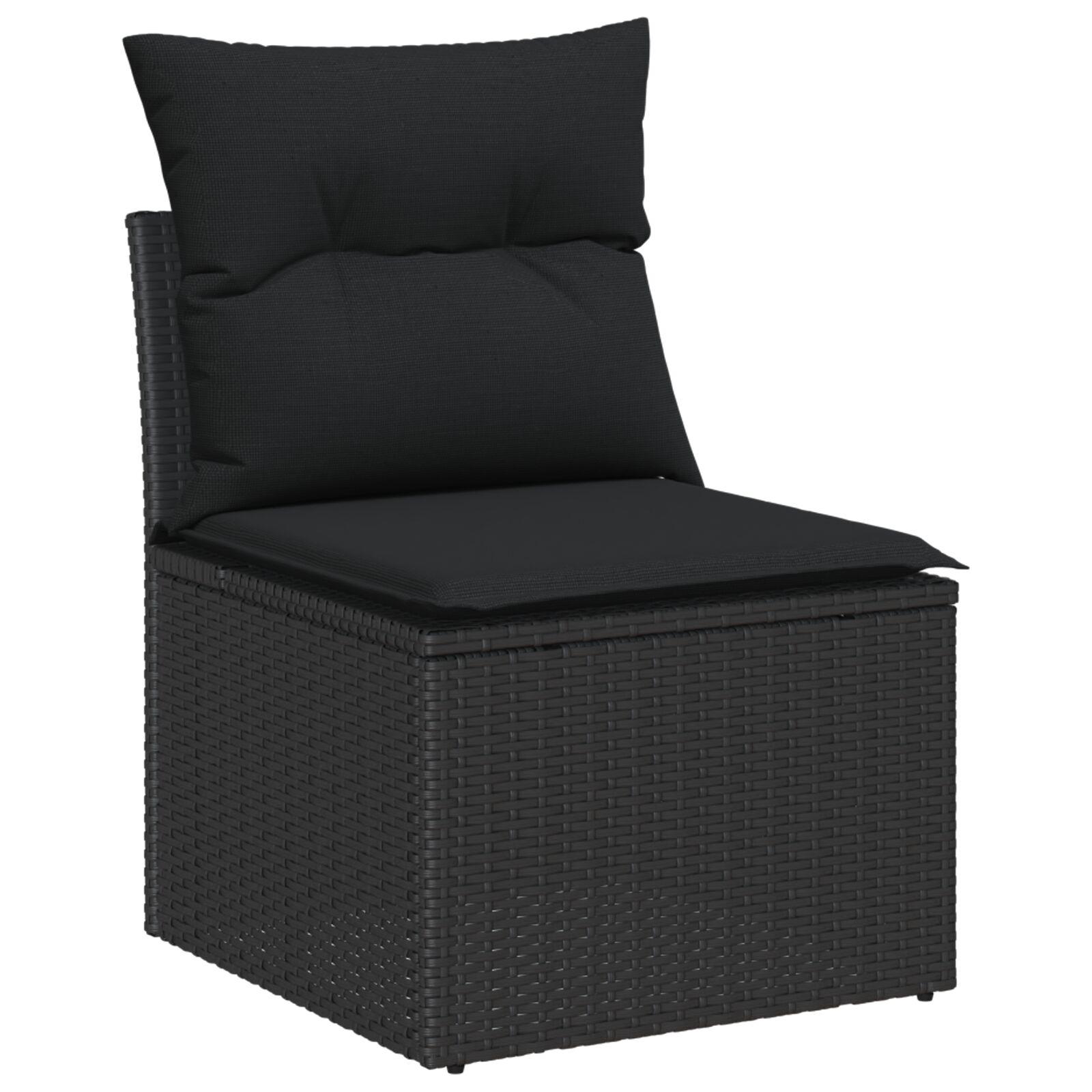 Havesofa Sæt med pude med opbevaring 5 stk Sort 55 x 55 x 37 cm
