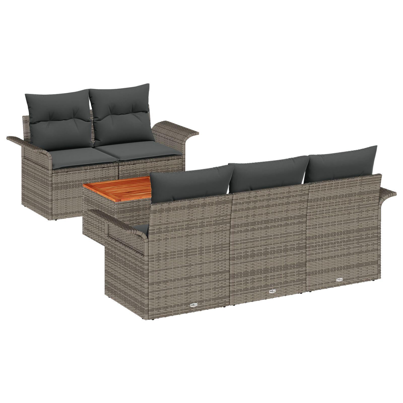 Havesofa Sæt med pude med opbevaring 6 stk Grå 55 x 55 x 37 cm