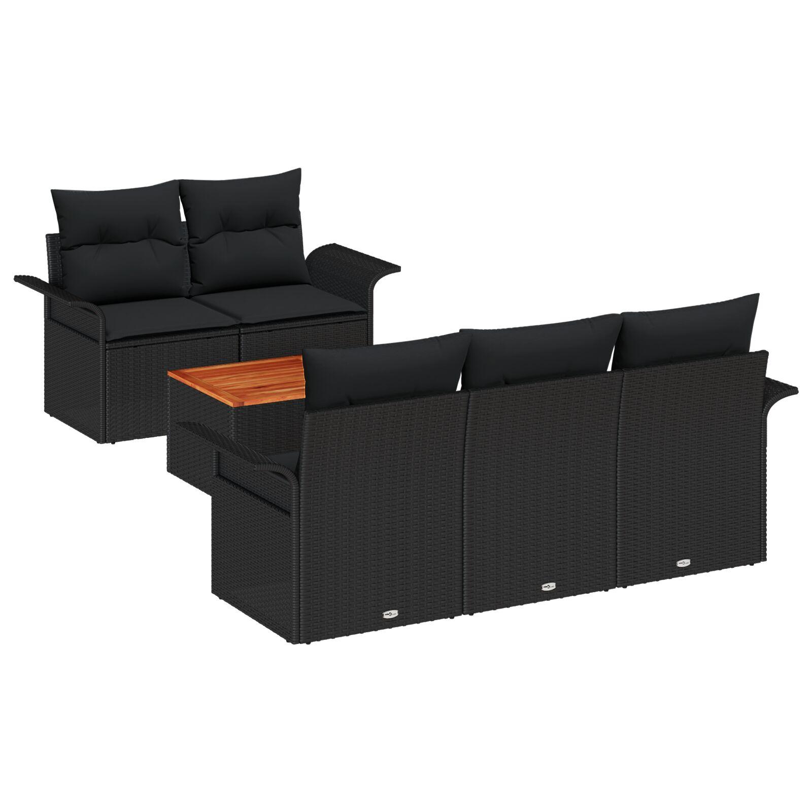 Havesofa Sæt med pude med opbevaring 6 stk Sort 55 x 55 x 37 cm