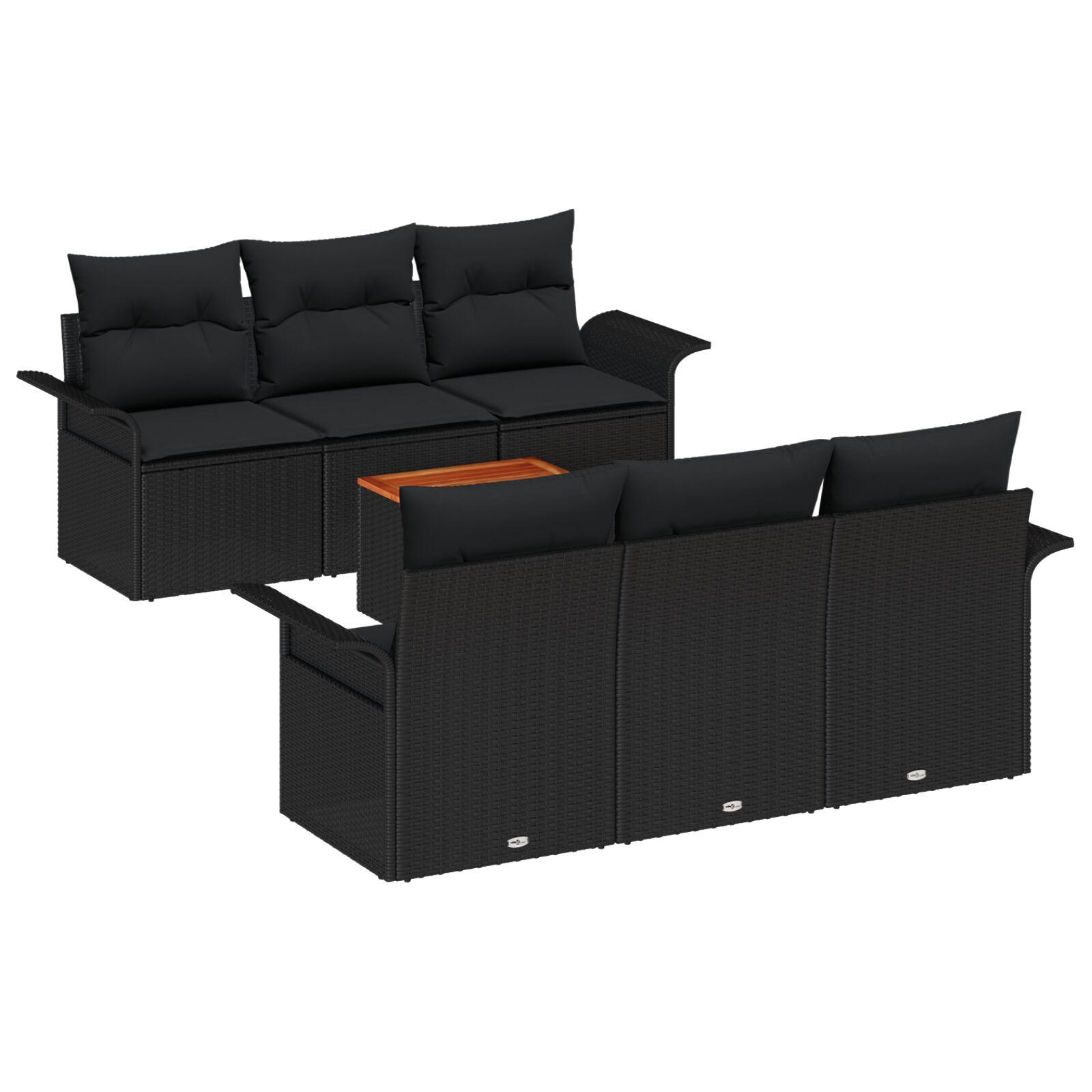 Havesofa Sæt med pude med opbevaring 7 stk Sort 55 x 55 x 37 cm