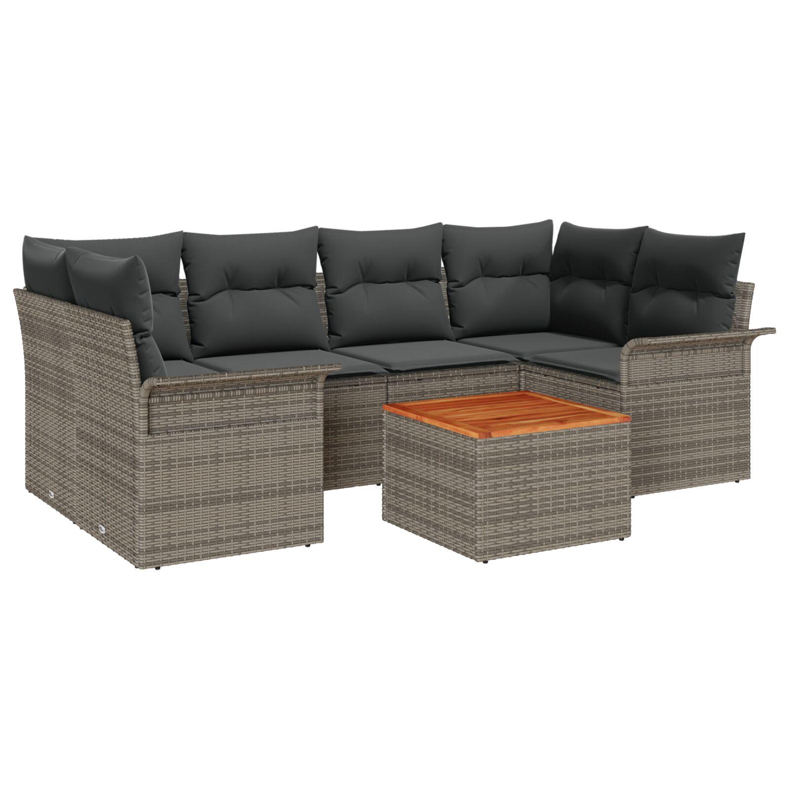 Havesofa Sæt med pude med opbevaring 7 stk Grå 55 x 55 x 37 cm