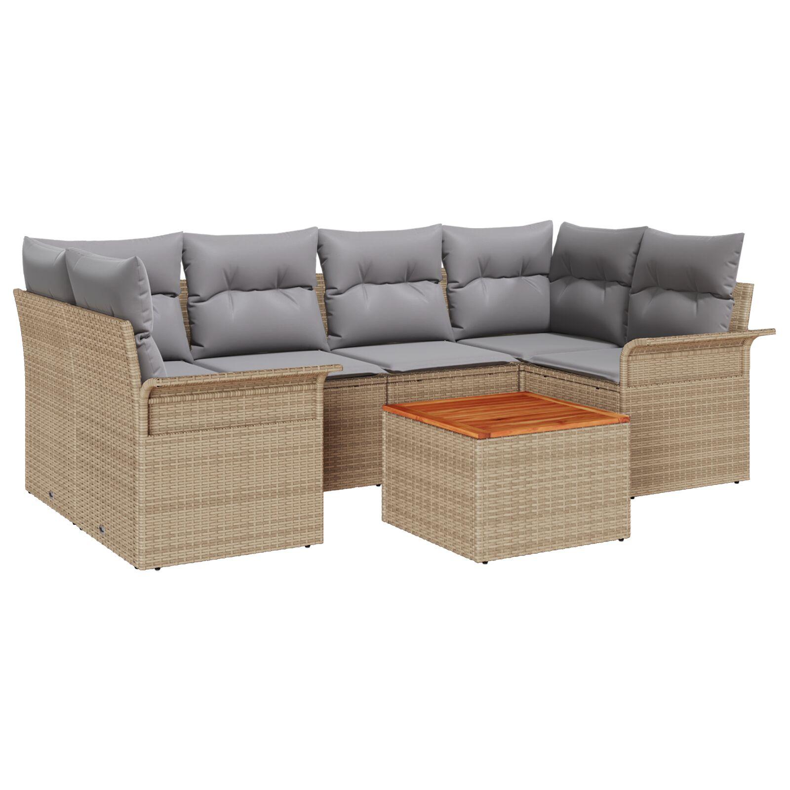 Havesofa Sæt med pude 7 stk Beige og lys grå 55 x 55 x 37 cm