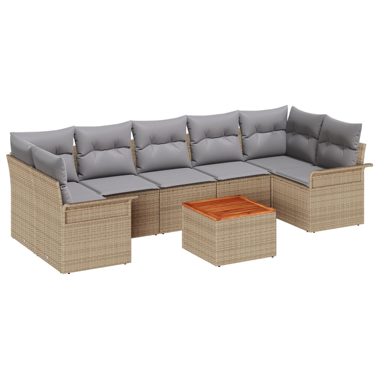 Havesofa Sæt med pude 8 stk Beige og lys grå 55 x 55 x 37 cm