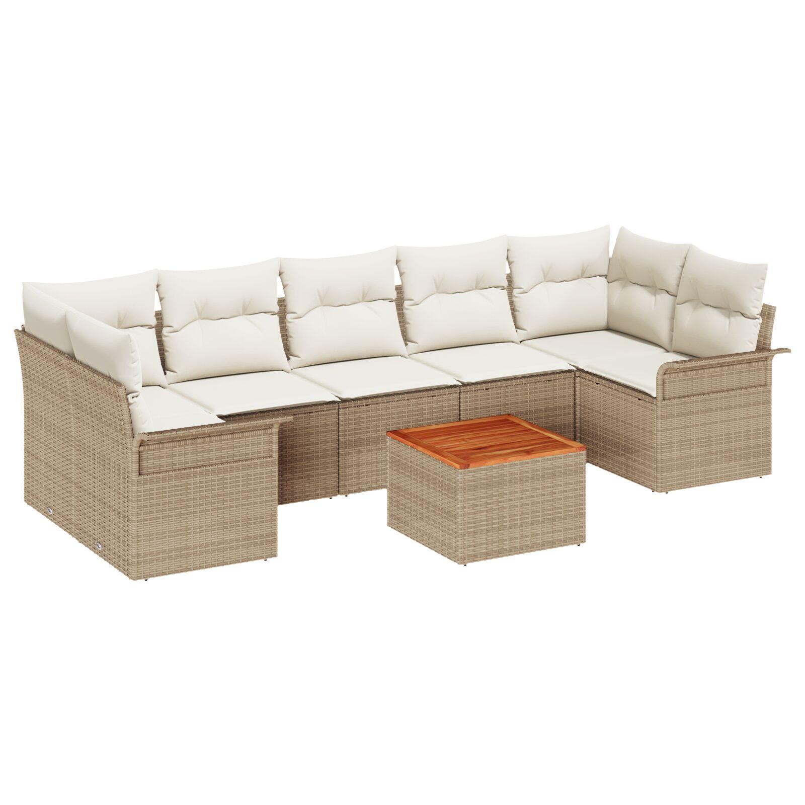 Havesofa Sæt med pude 8 stk Beige og creme 55 x 55 x 37 cm