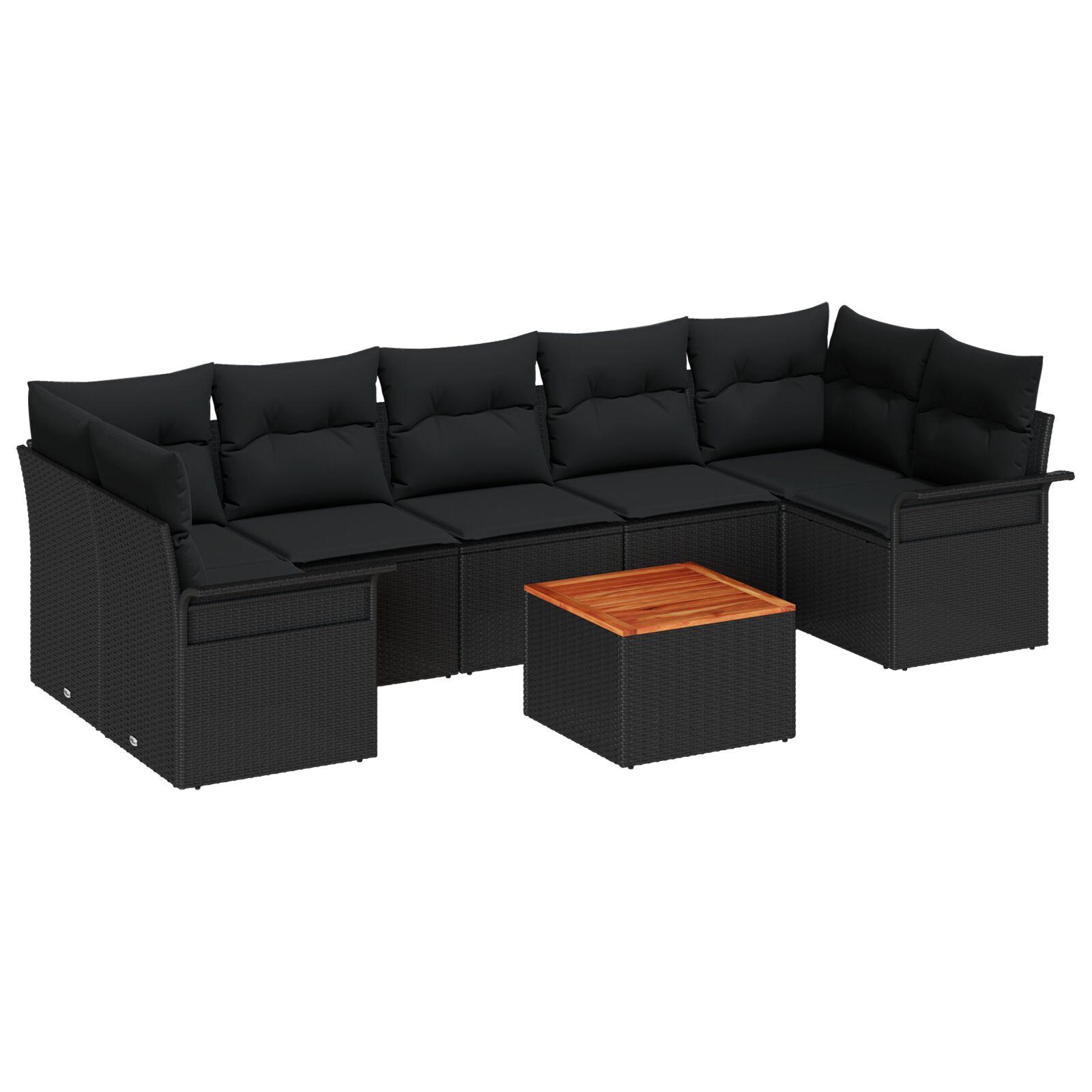Havesofa Sæt med pude med opbevaring 8 stk Sort 55 x 55 x 37 cm