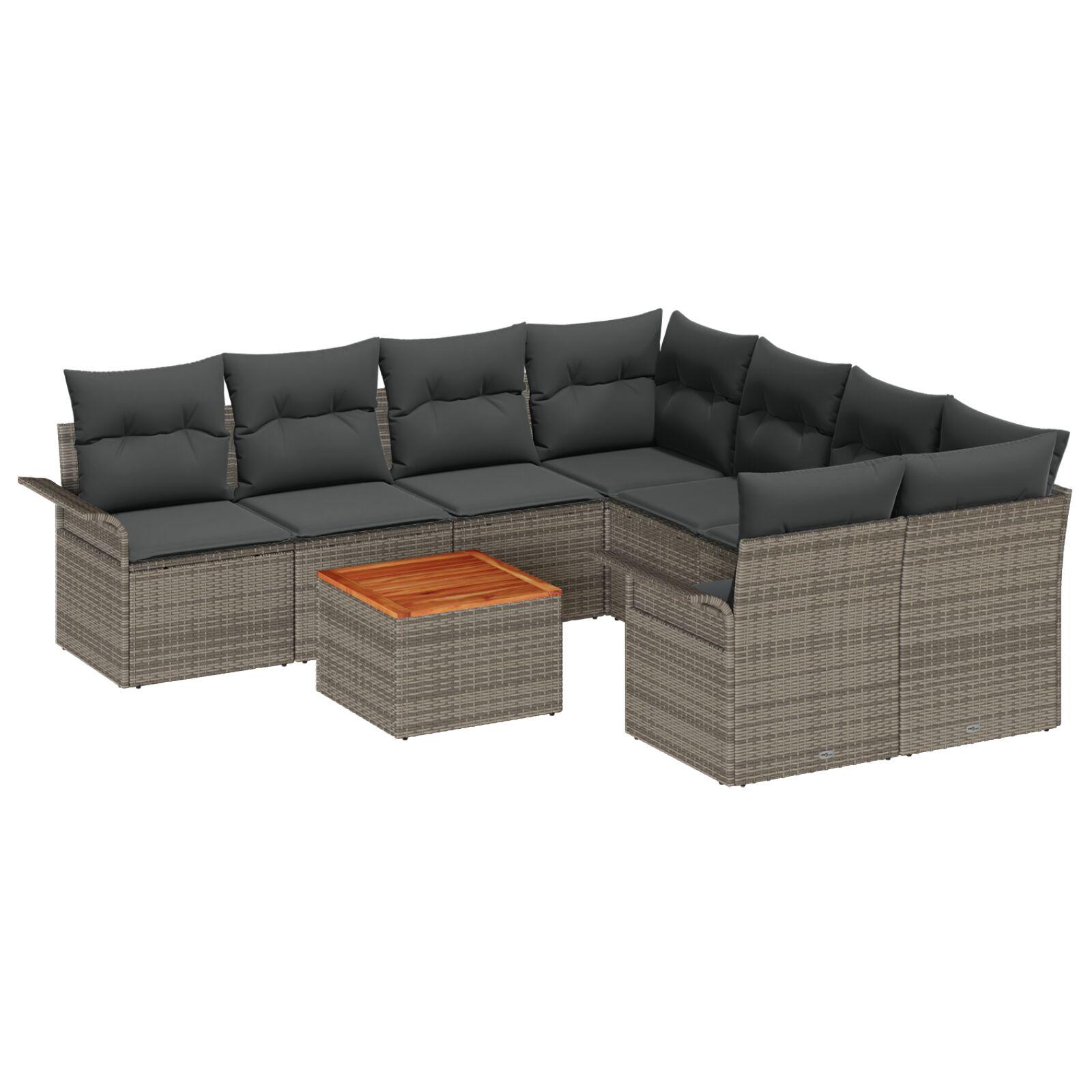 Havesofa Sæt med pude med opbevaring 9 stk Grå 55 x 55 x 37 cm