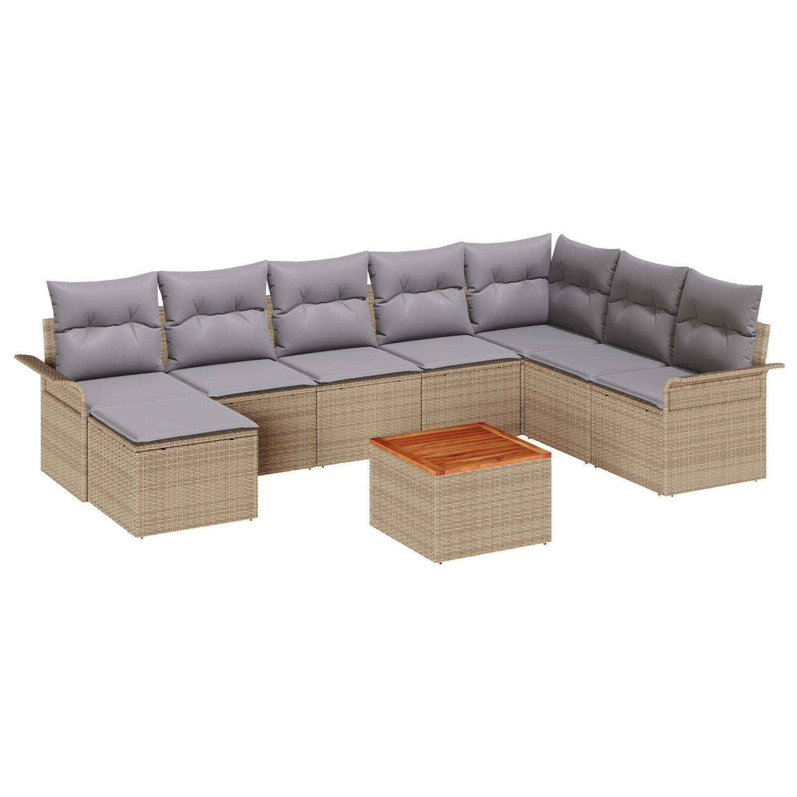Havesofa Sæt med pude med opbevaring 9 stk Beige og lys grå
