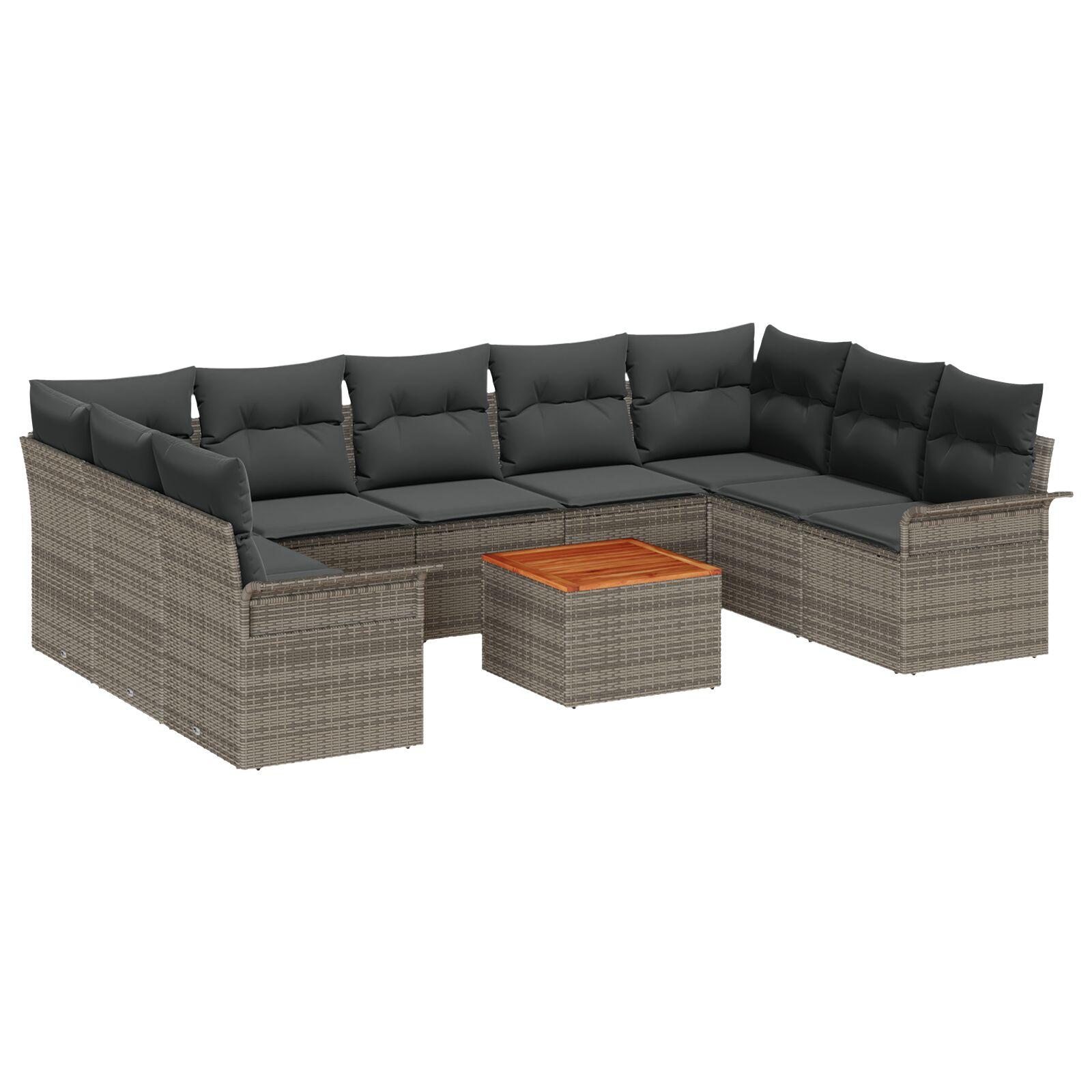 Havesofa Sæt med pude med opbevaring 10 stk Grå 55 x 55 x 37 cm