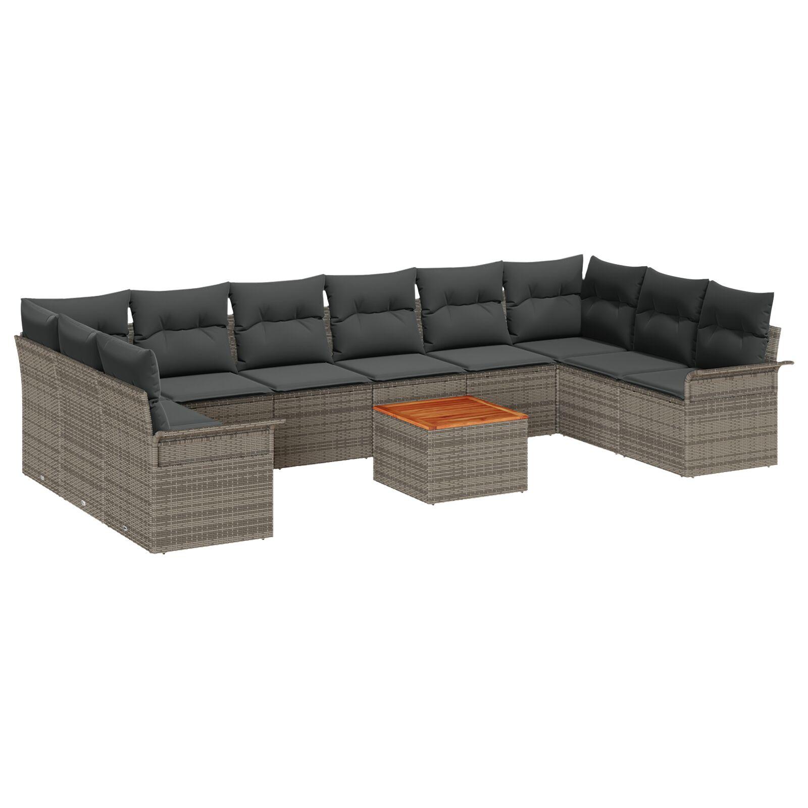 Havesofa Sæt med pude med opbevaring 11 stk Grå 55 x 55 x 37 cm