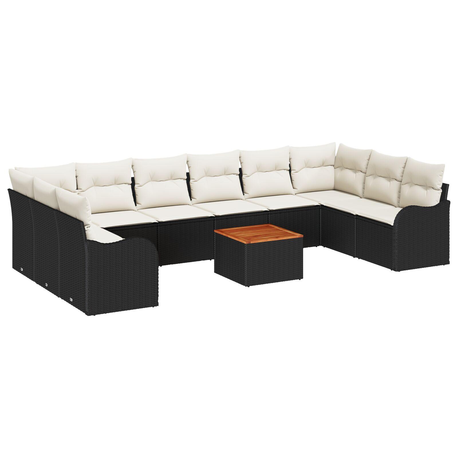 Modulært havesofa-sæt med opbevaring - 11 dele i sort/cream polyrattan
