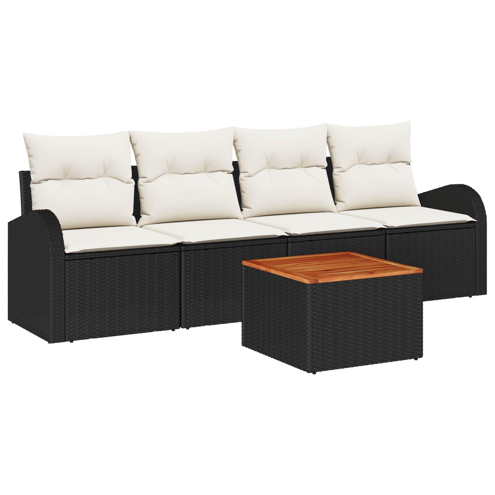 Havesofa Sæt Med Opbevaring 5 Dele Polyrattan - Sort og hvid