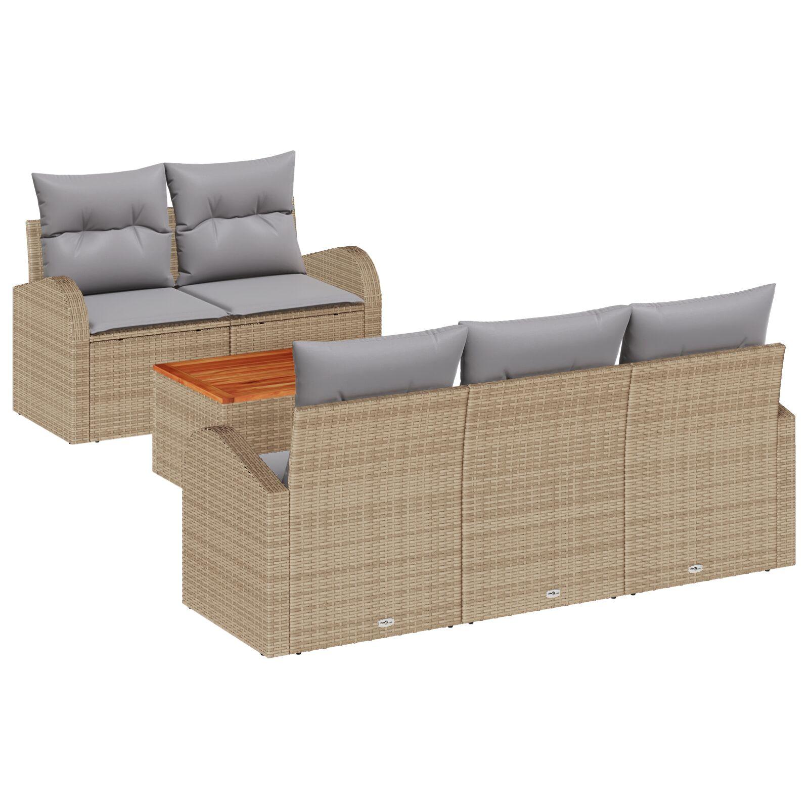 Havesofa Sæt 6 stk beige og lysegrå