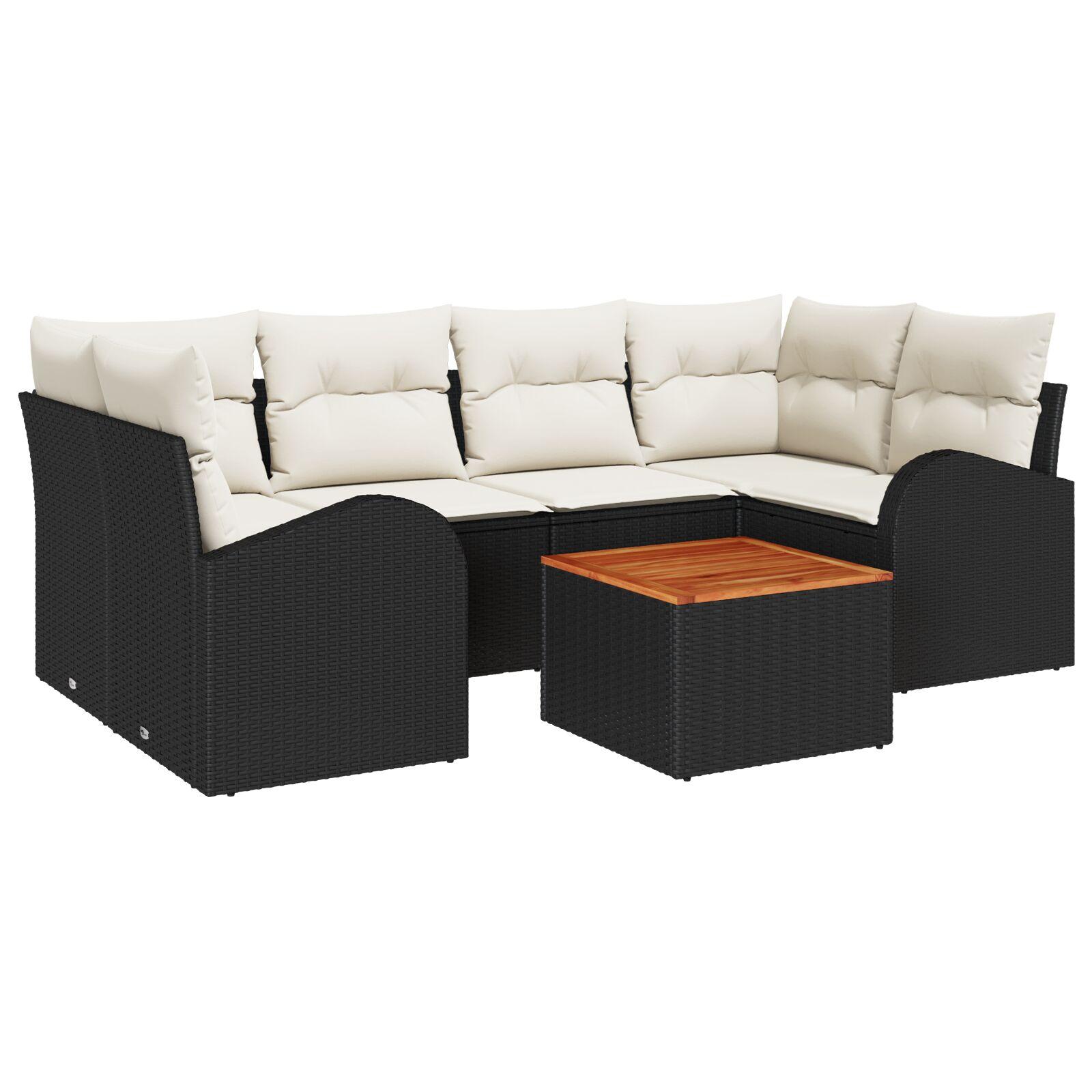 Havesofa Sæt Med Opbevaring 7 Dele Polyrattan - Sort og hvid