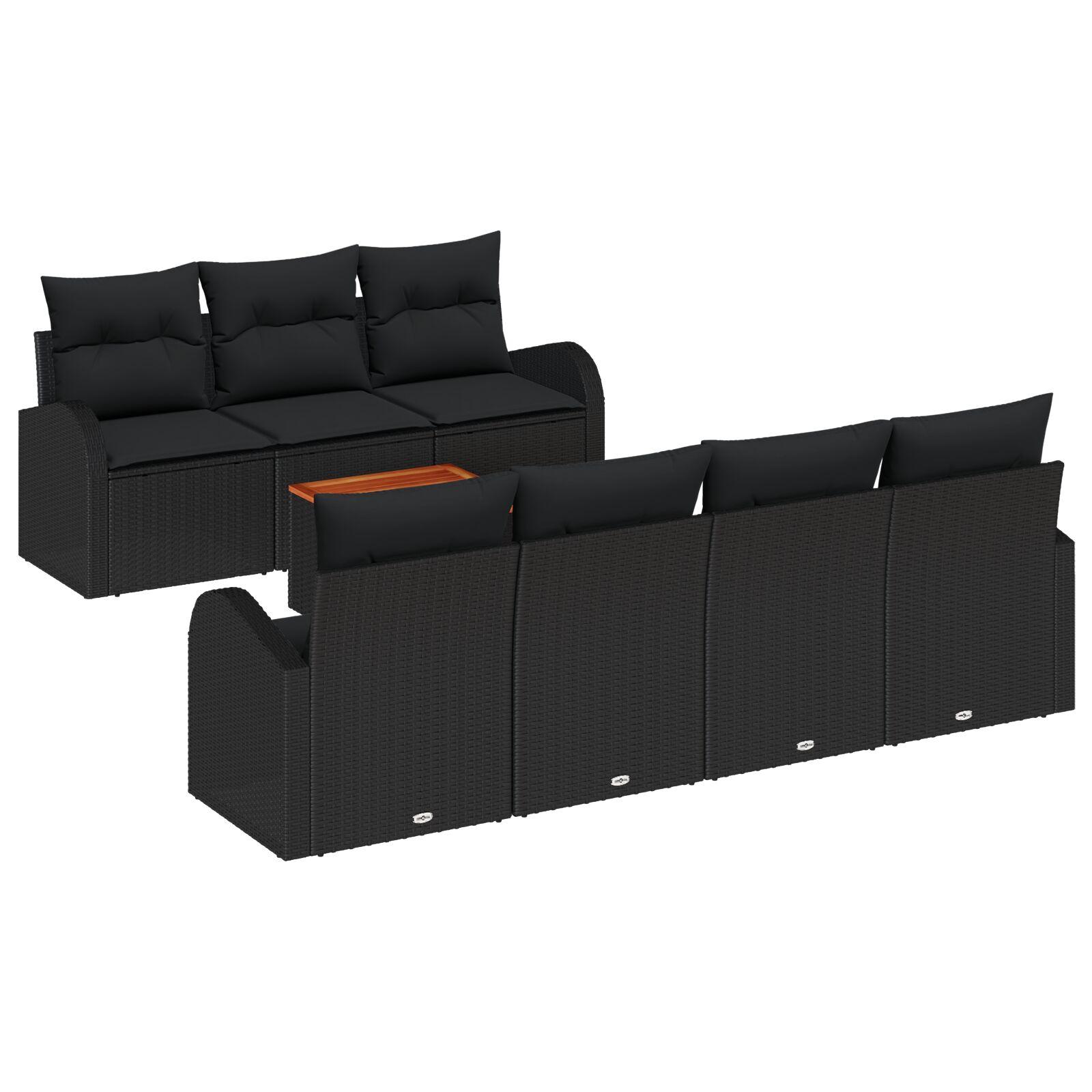 Modulært havesofa sæt med opbevaring - 8 dele, sort polyrattan