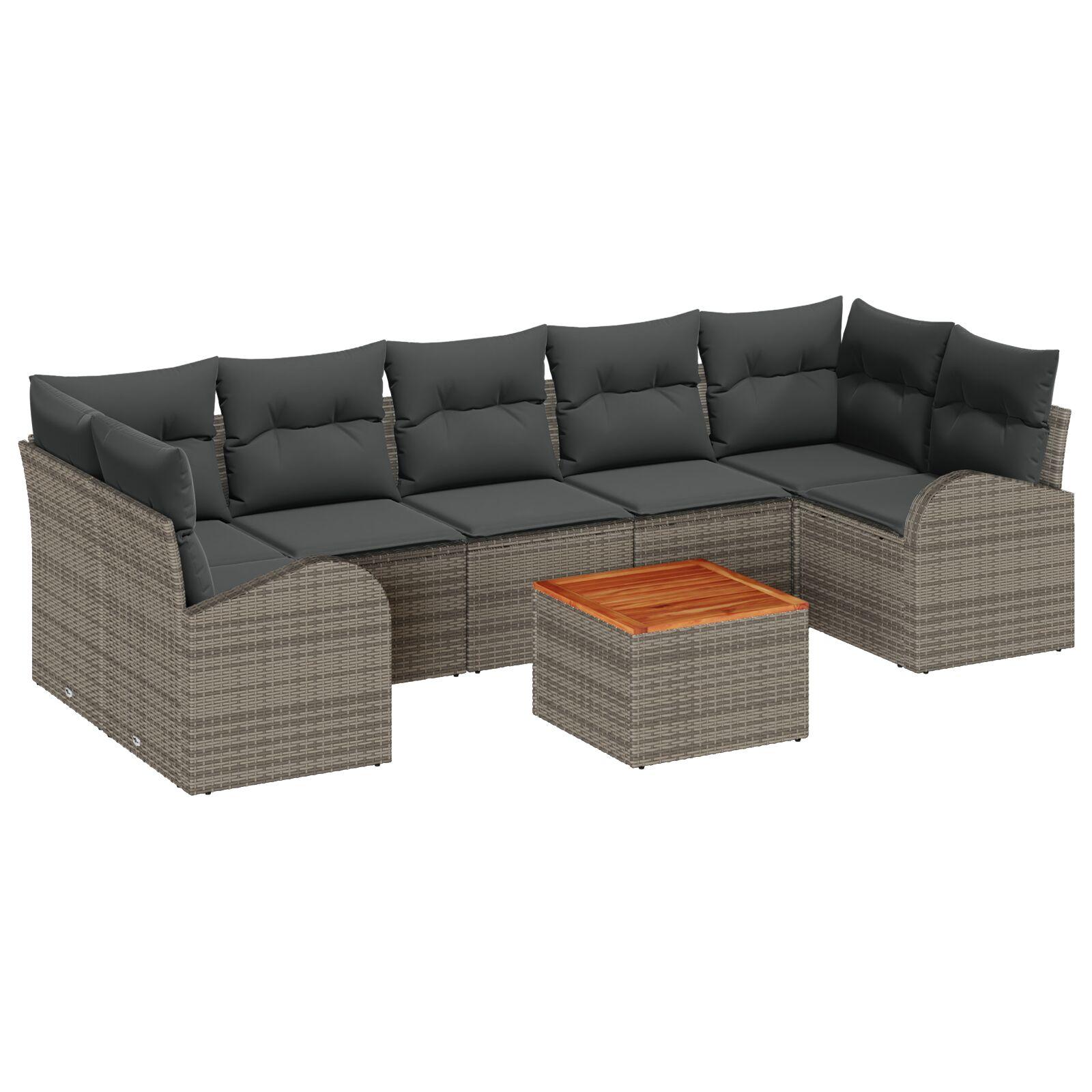 Havesofa sæt med opbevaring - 8 dele i grå polyrattan
