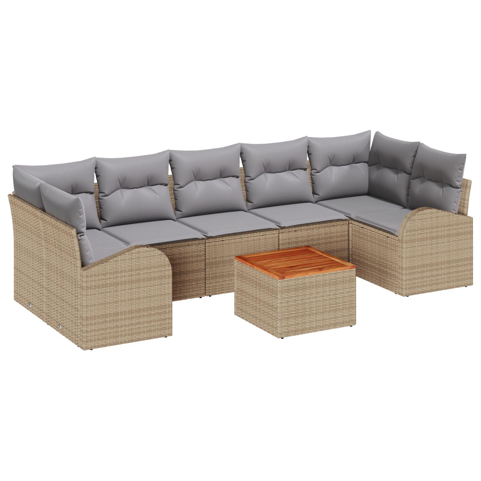 Havesofa Sæt 8 stk beige og lysegrå
