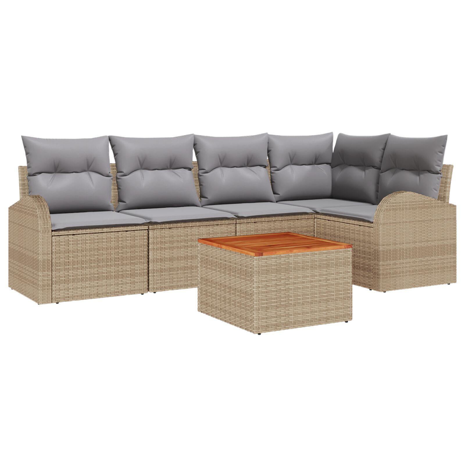 Havesofa Sæt 6 stk beige og lysegrå