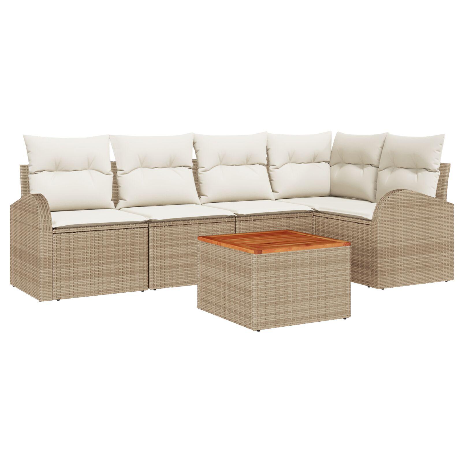 Havesofa Sæt 6 stk Beige og hvid