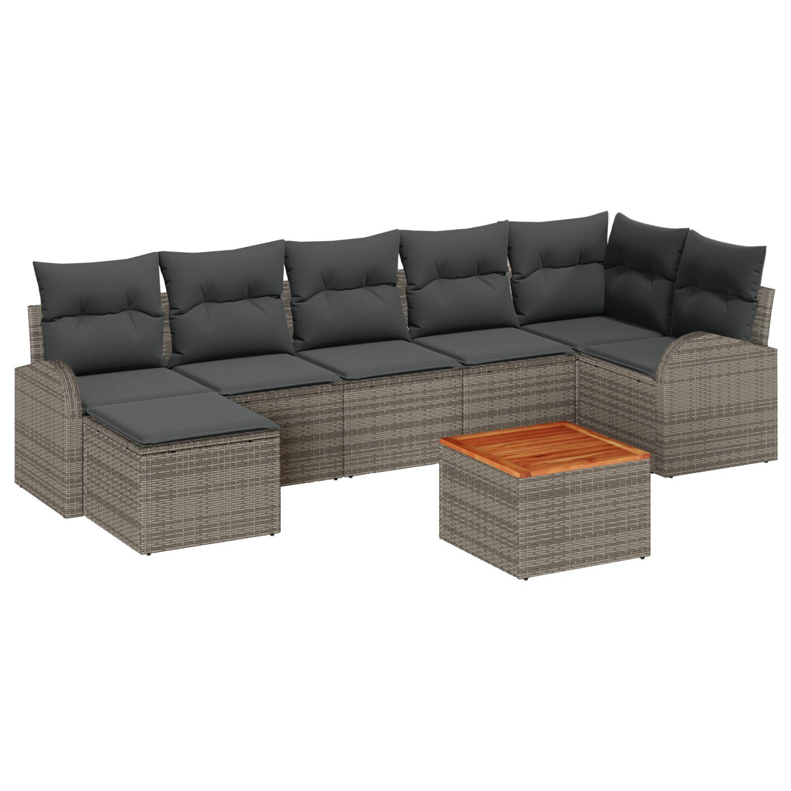 Modulært havesofa-sæt med opbevaring - 8 dele, grå polyrattan