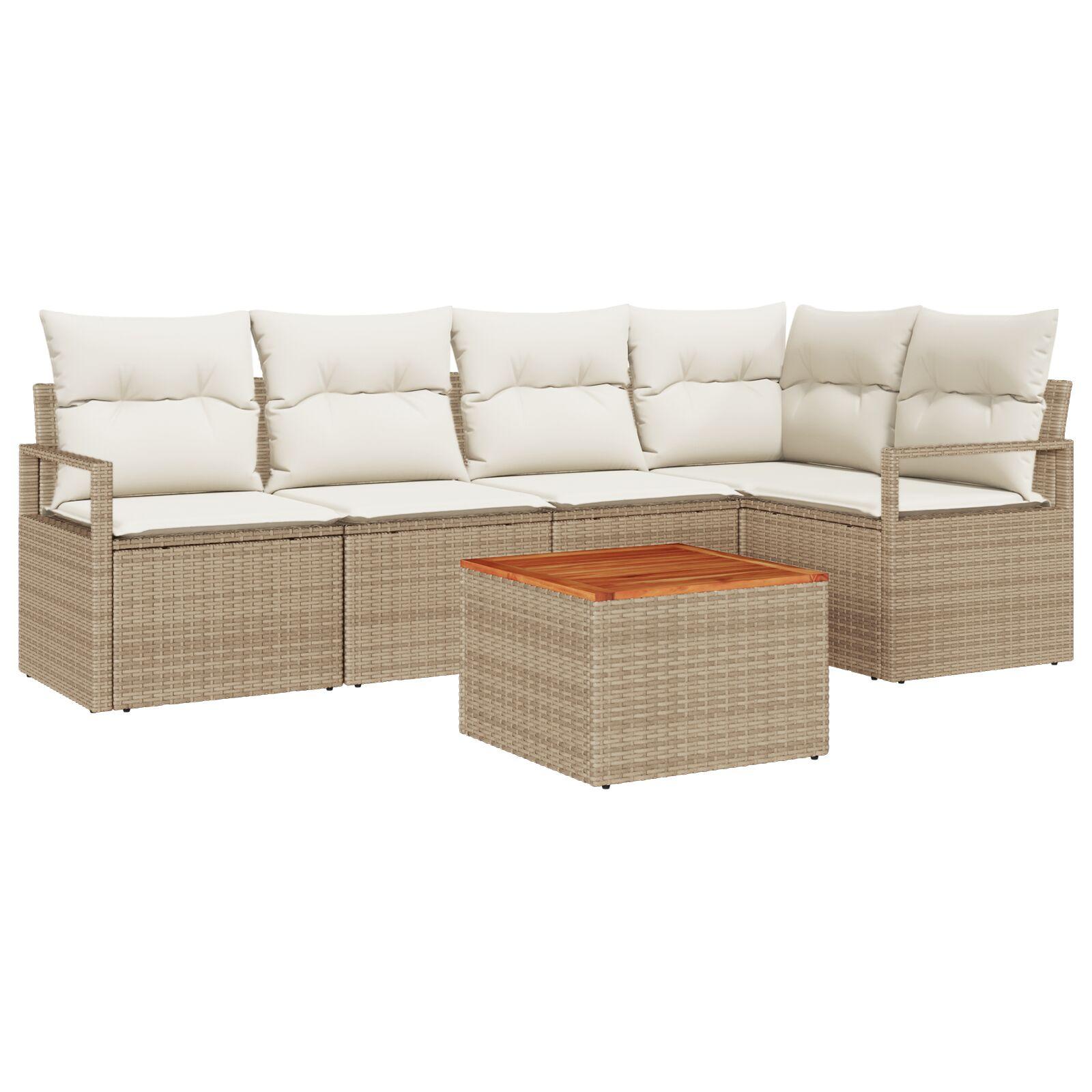 Havesofa Sæt 6 stk Beige og hvid
