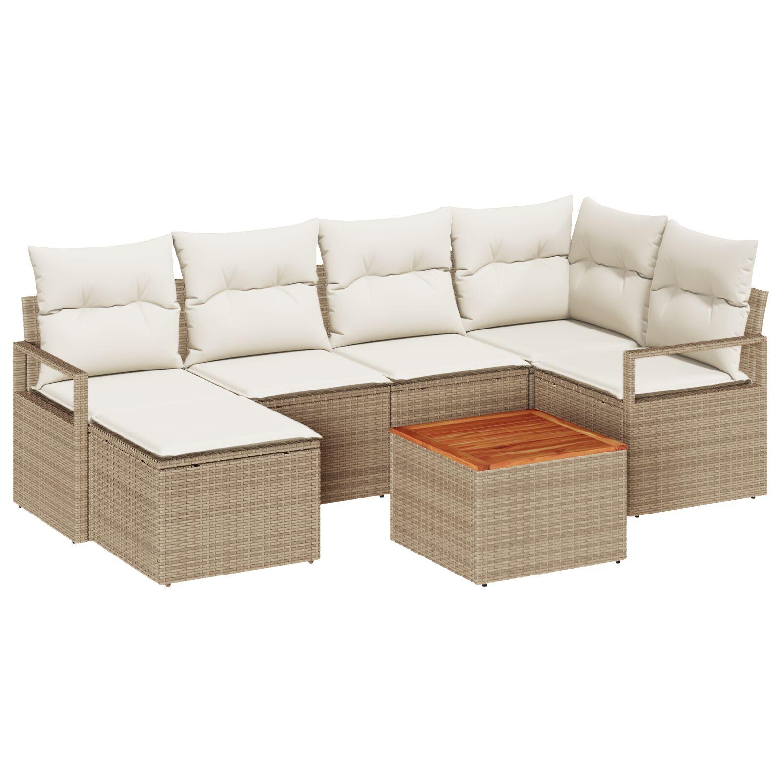 Havesofa Sæt 7 stk Beige og hvid