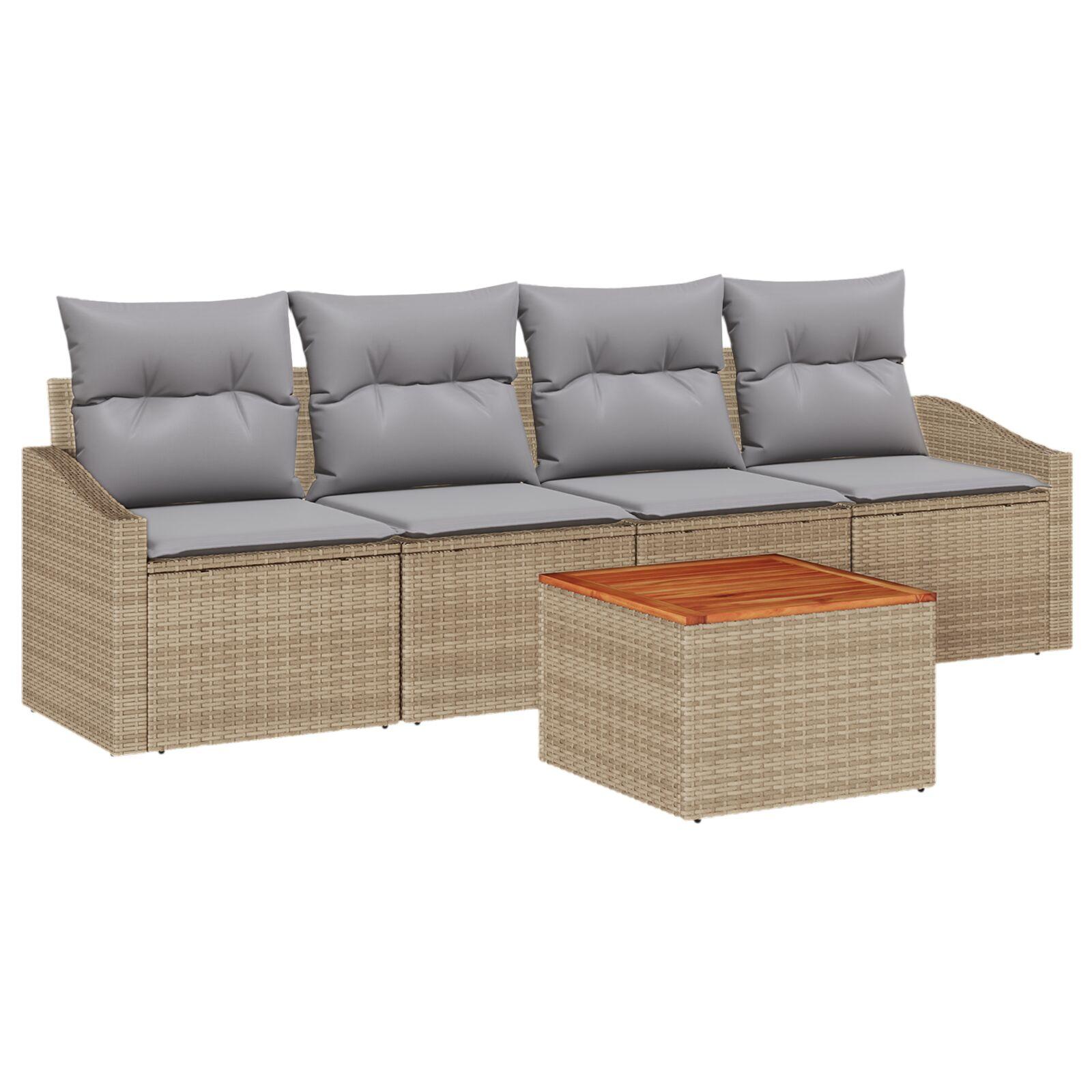 Havesofa Sæt 5 stk beige og lysegrå
